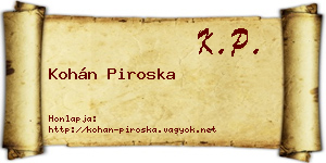 Kohán Piroska névjegykártya
